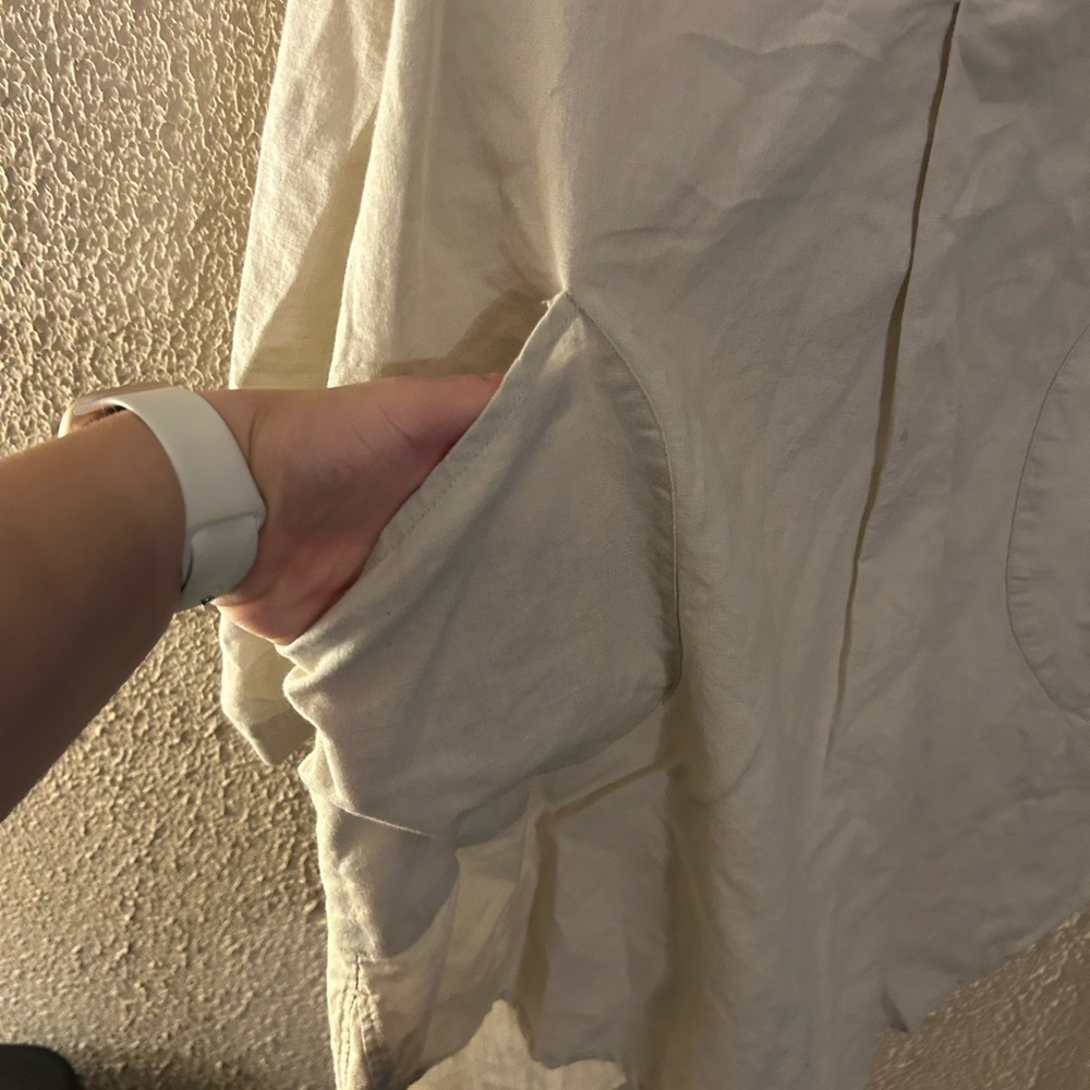 For Cynthia Linen Cotton Women’s Button Down 3/4 Sleeve Size L Boho Indie Tunic - Picture 12 of 15